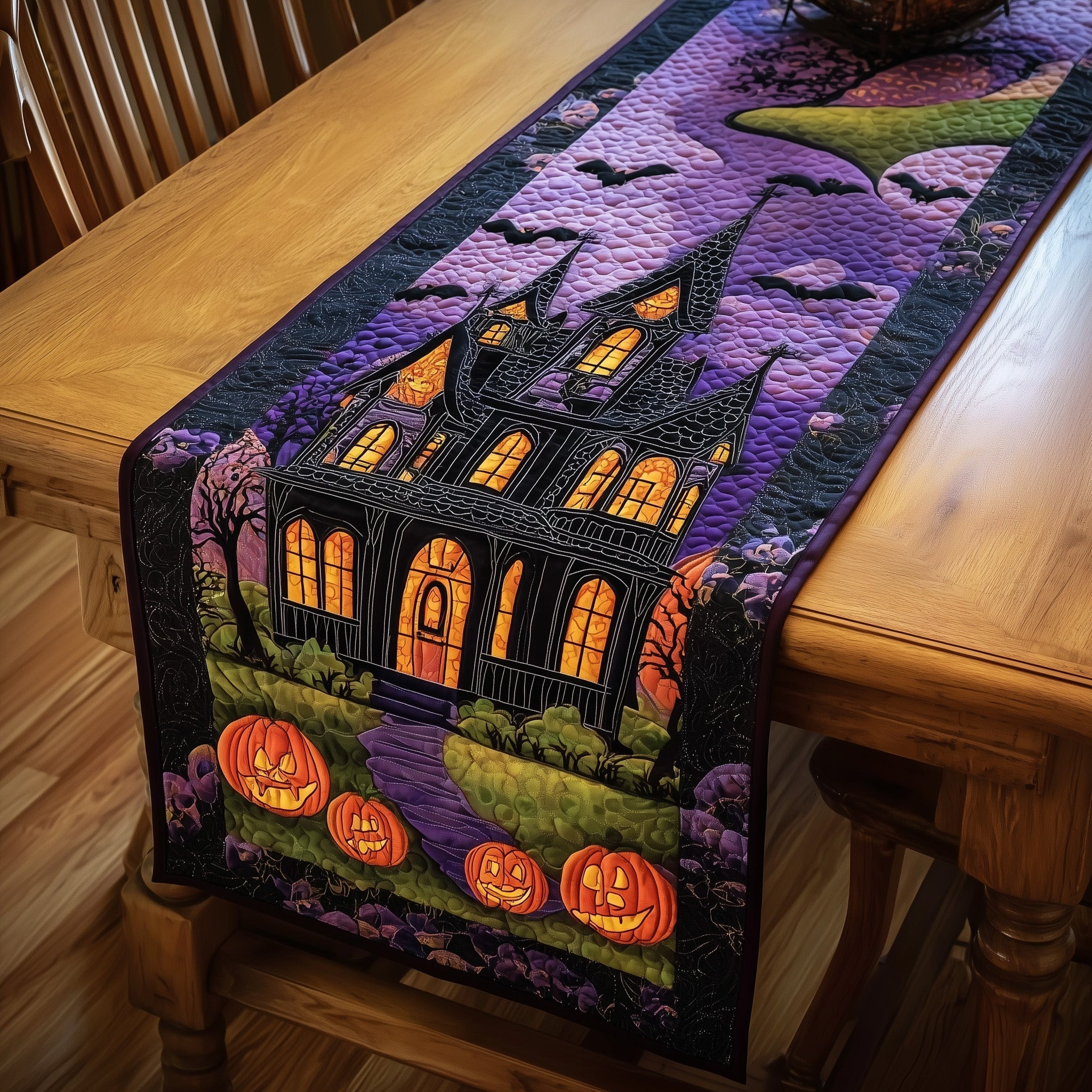 Ghostly Nights Quilted Table Runner Halloween Table Runner Decor Unique Halloween Gifts