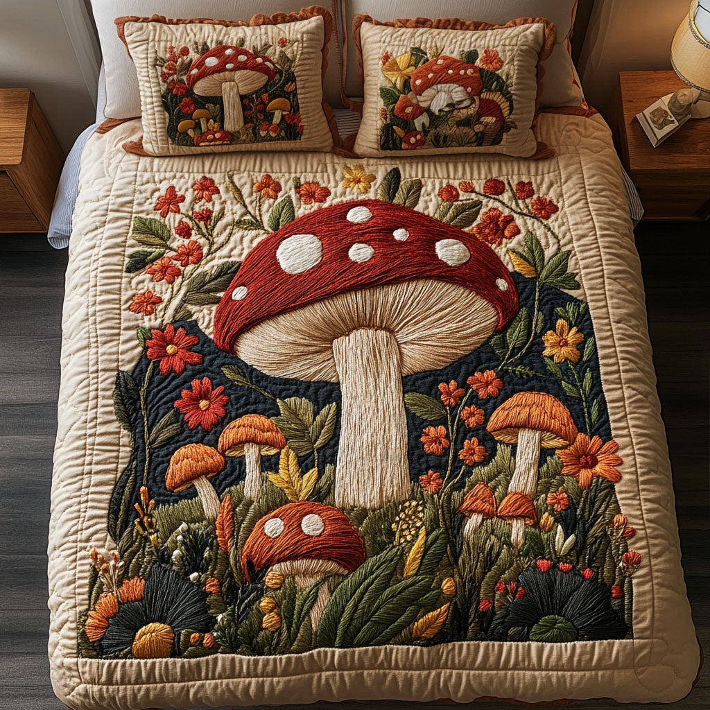 Giant Mushroom Dreams Quilted Bedding Set Bedspread Set Best Father's Day Special Gifts