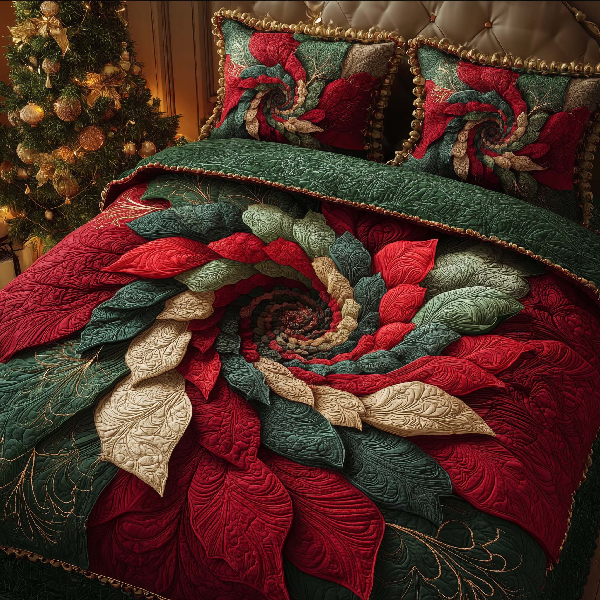 Giant Poinsettia Quilted Bedding Set Room Christmas Decor Ideas Christmas Ideas Present For Men