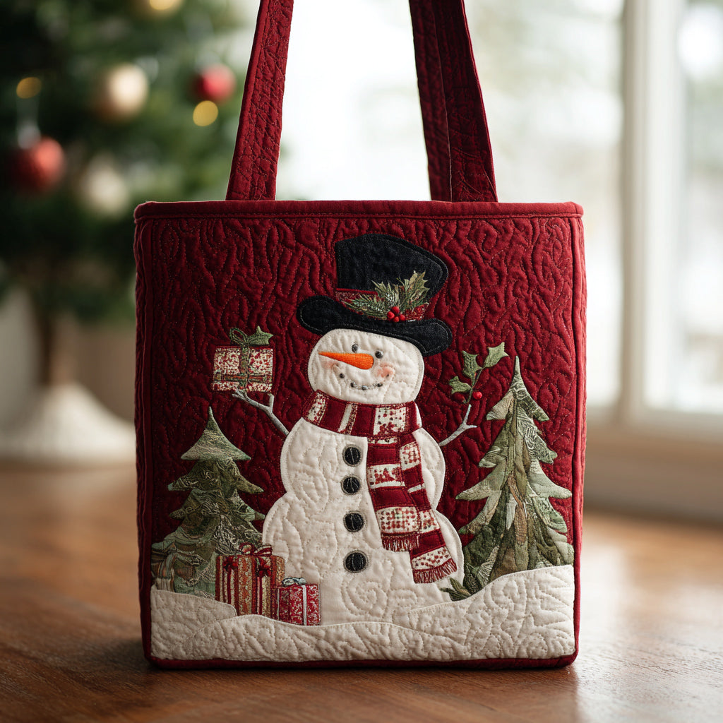Gifted Snowman Joy Quilted Tote Bag Best Women's Shoulder Bags Christmas Gift Ideas For My Wife