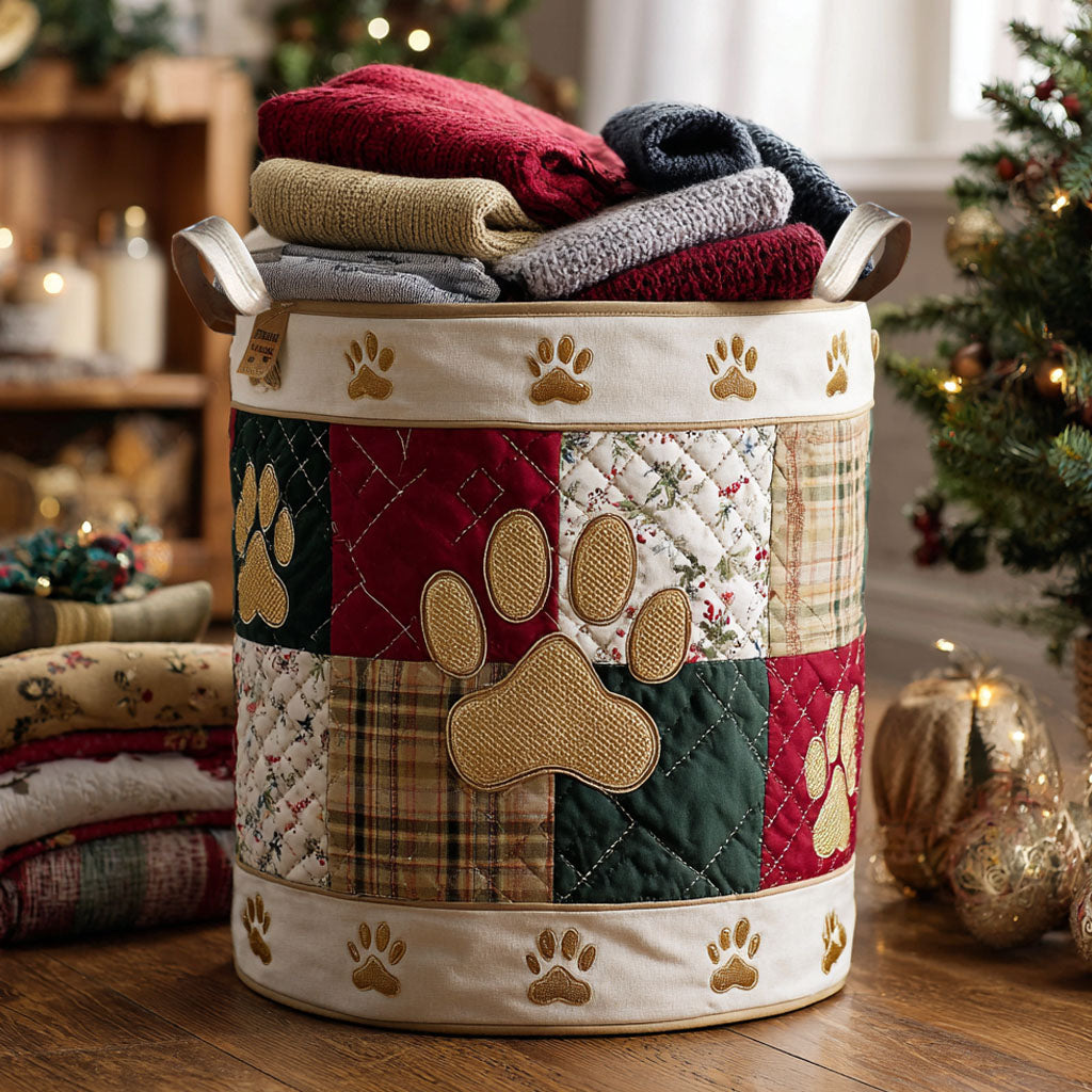 Gilded Paw Memories Quilted Laundry Basket Clothes Hamper Cat Presents For Him Herr