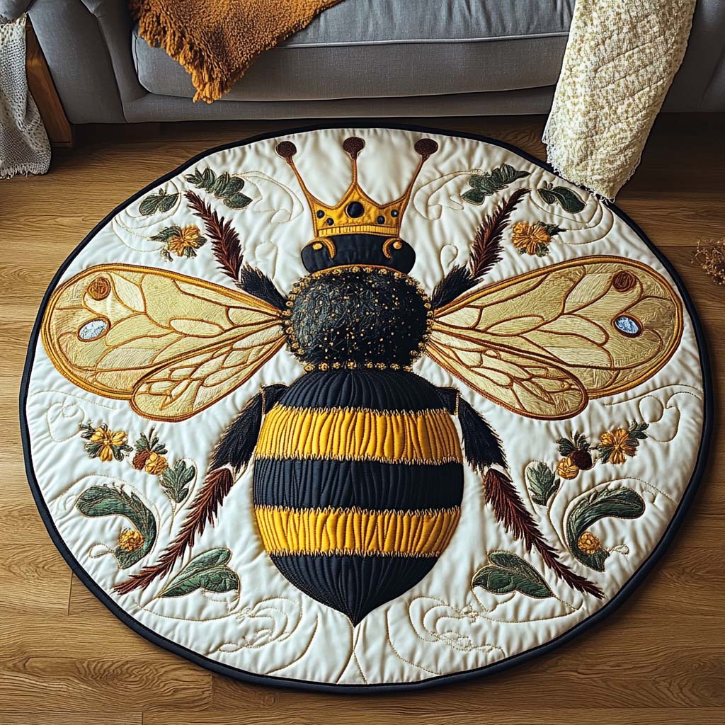Gilded Wings Quilted Round Mat Floor Mat Round Bee Themed Presents