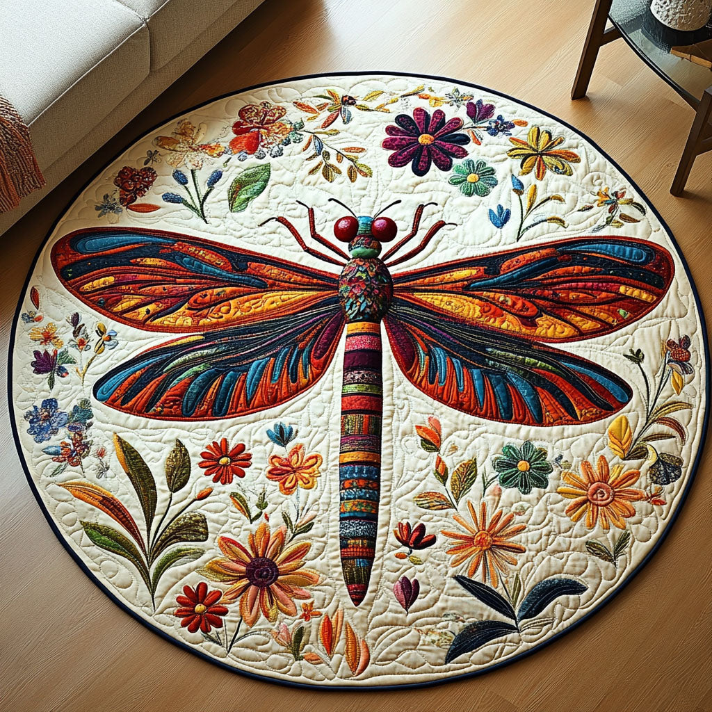 Gilded Wings Quilted Round Mat Round Carpets And Rugs Dragon Gifts For Him