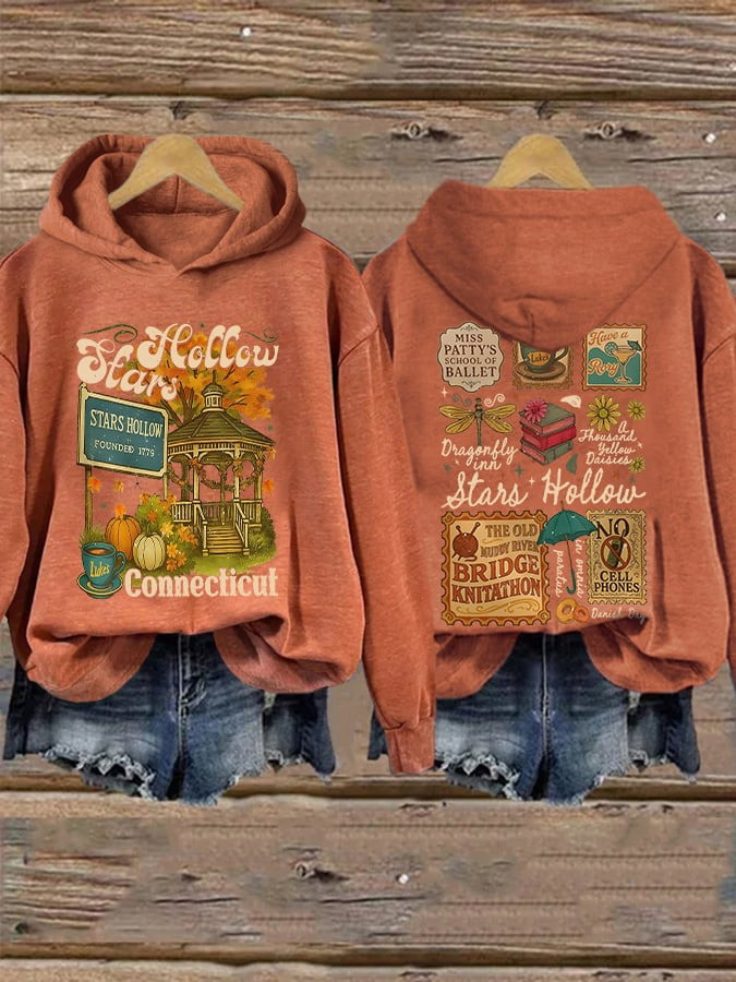 Gilmore Girls Stars Hollow Hoodie Fall Luke's Diner Coffee Cup Connecticut Dragonfly Inn - Image 2