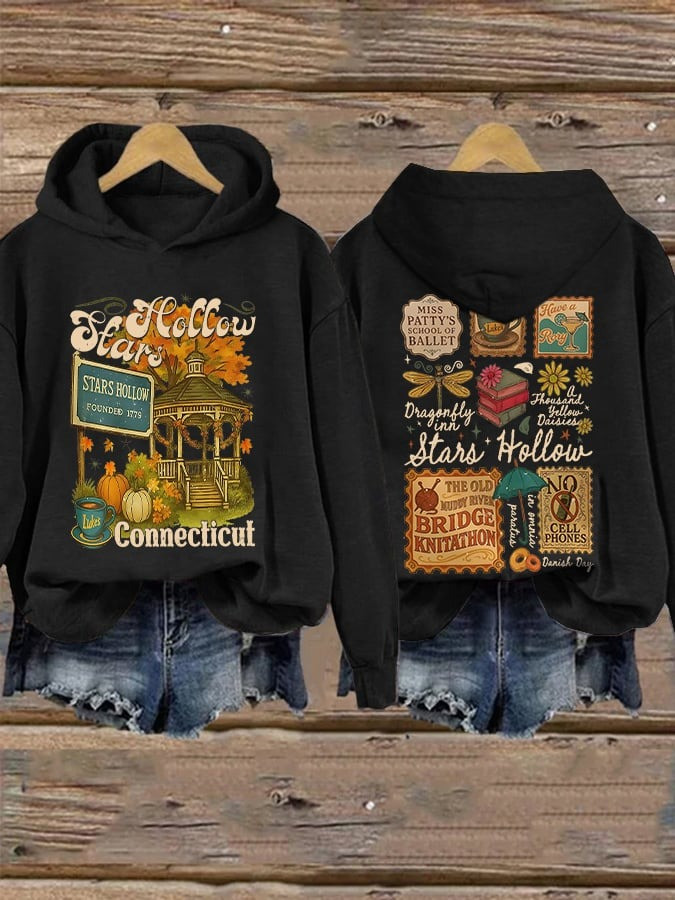 Gilmore Girls Stars Hollow Hoodie Fall Luke's Diner Coffee Cup Connecticut Dragonfly Inn