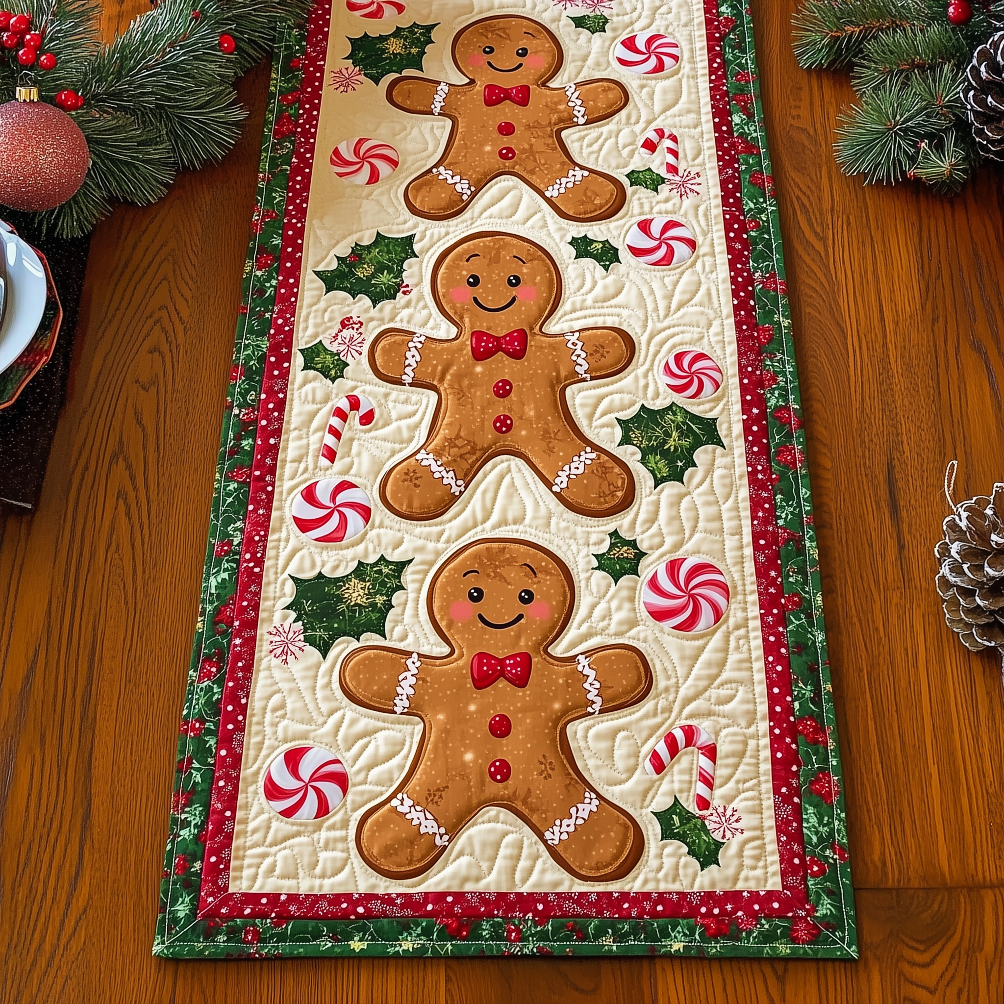 Gingerbeard Baby Quilted Table Runner Table Runner Christmas Decor Family Gift Ideas For Christmas