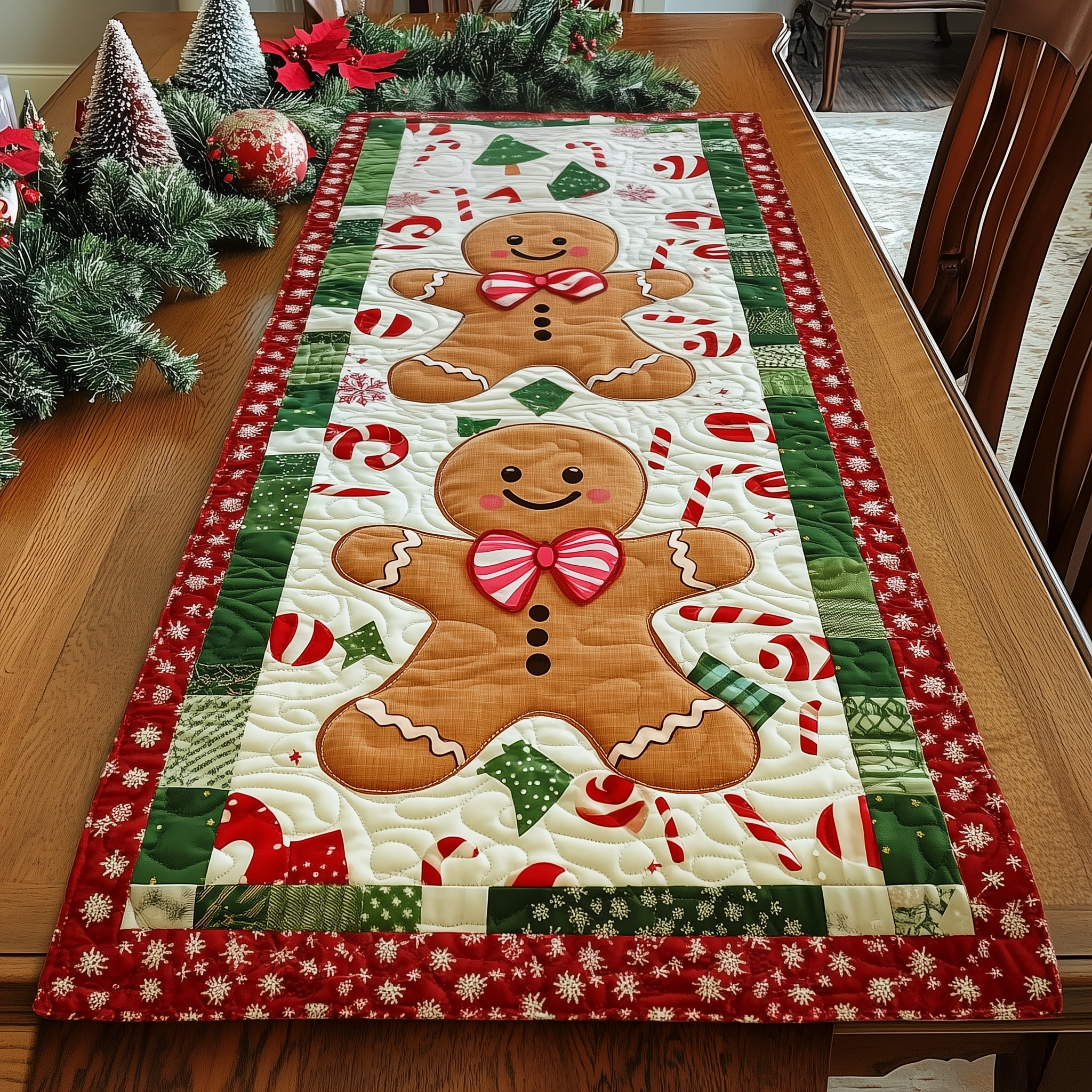 Gingerbeard Baby Quilted Table Runner Xmas Runner For Table Christmas Ideas For Family