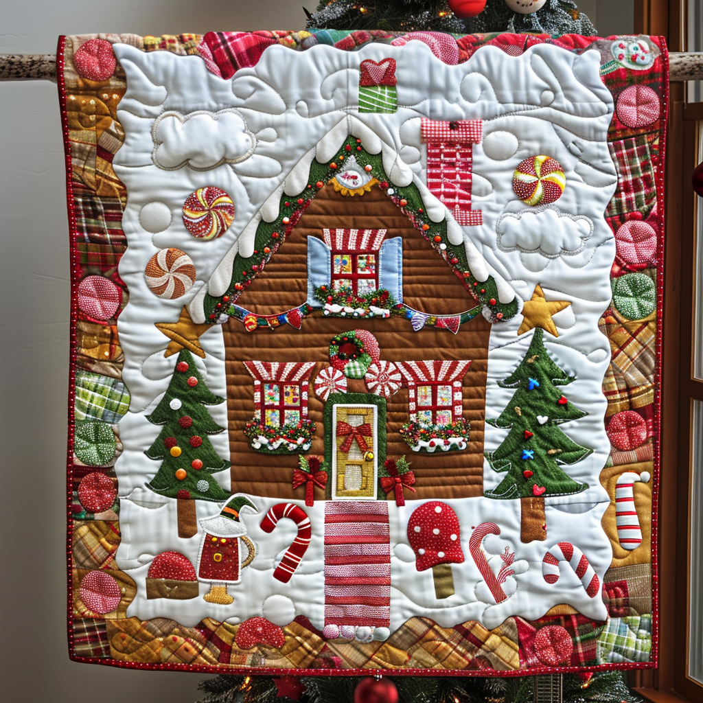 Gingerbread Delight Quilted Blanket Xmas Holiday Duvet Cover Set Christmas Gifts For Grandmother