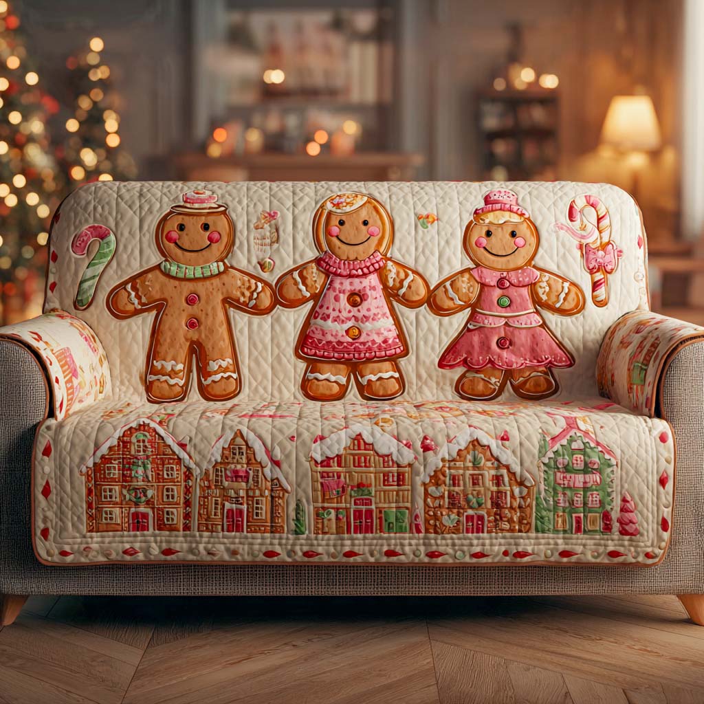 Gingerbread House Joy Quilted Sofa Cover Couch Cushion Covers Gifts For Cousins For Christmas