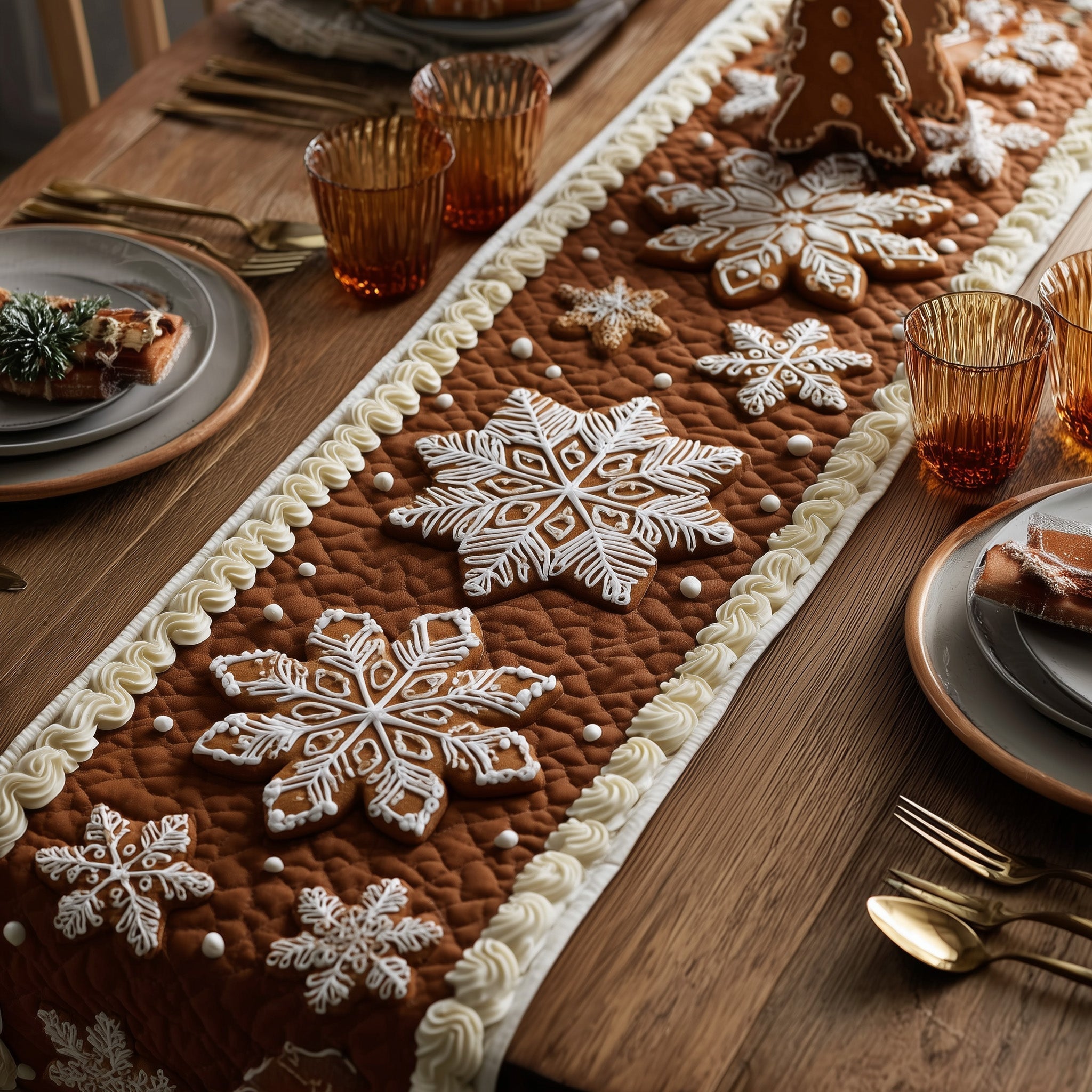 Gingerbread Quilted Table Runner Table Runners For Christmas Cool Family Gifts For Christmas