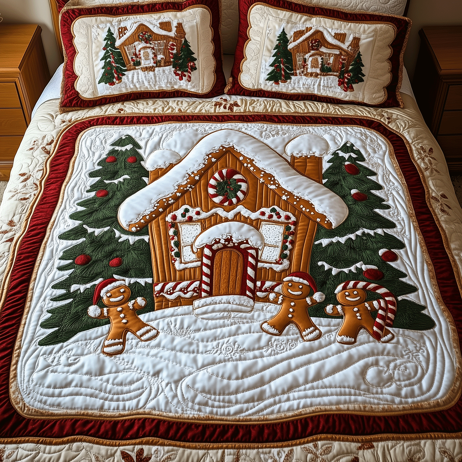 Gingerbread Village Quilted Bedding Set Best Sheet Sets Gifts For Dads Who Have Everything