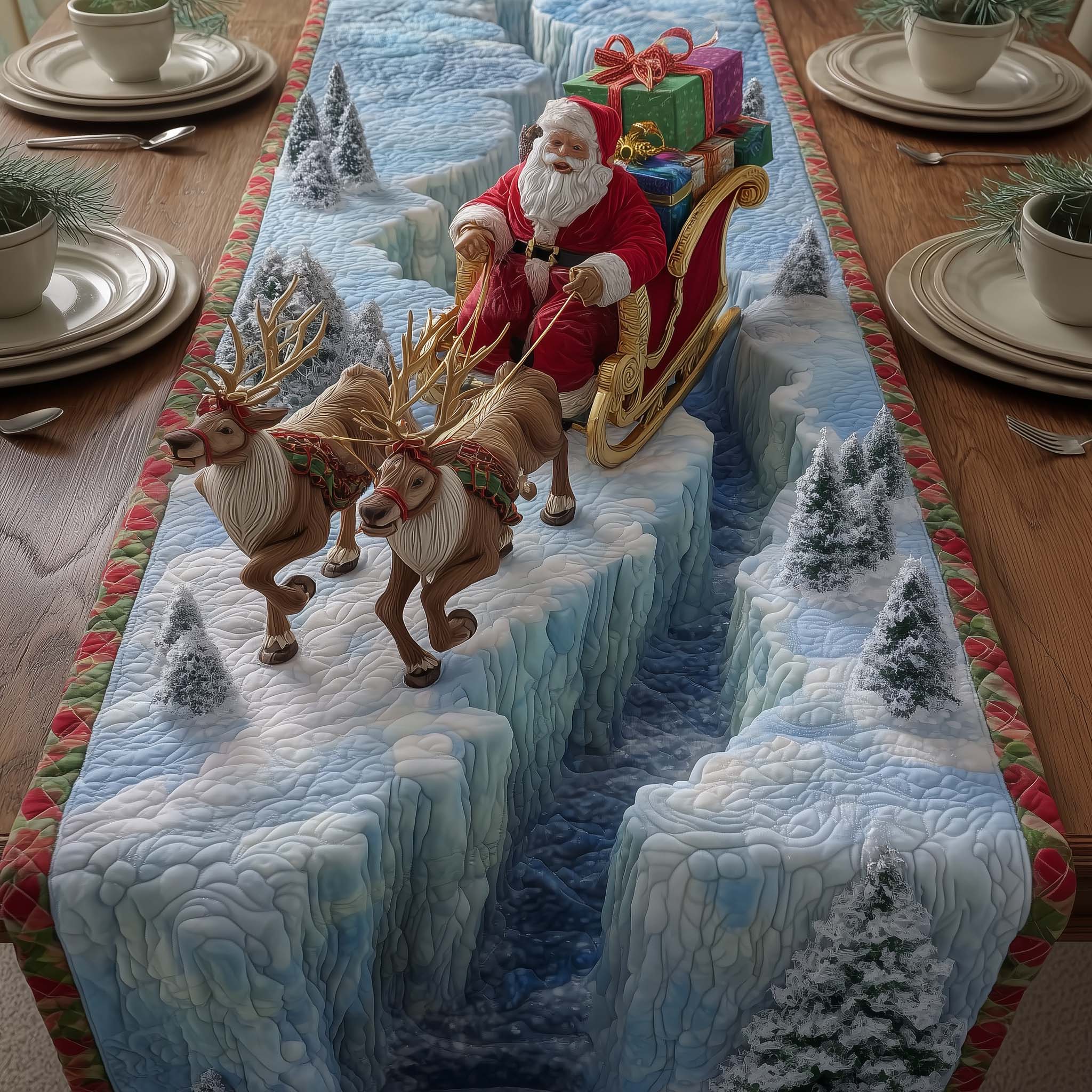 Glacier Rift Quilted Table Runner Christmas Dining Table Runner Nice Family Christmas Gifts