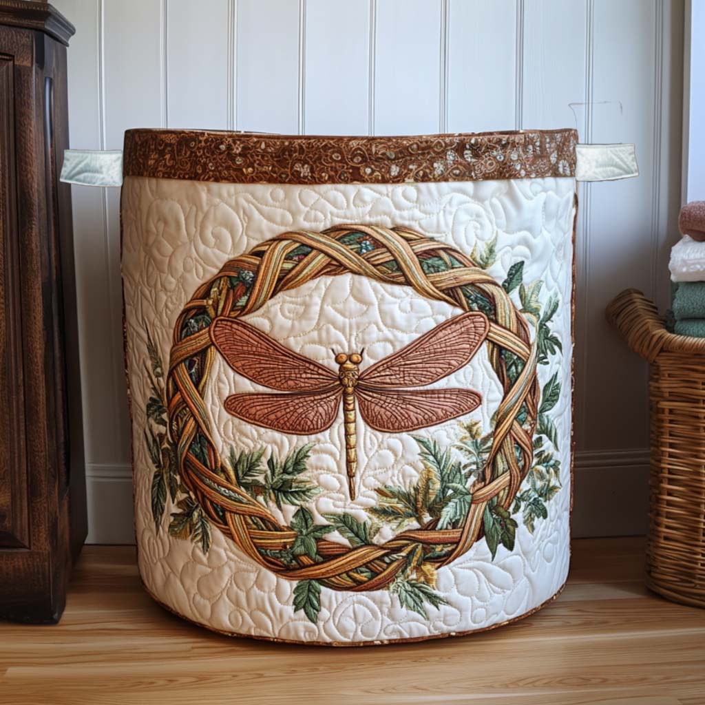 Glimmer Wings Quilted Laundry Basket Best Clothes Basket Dragonfly Gifts For Women