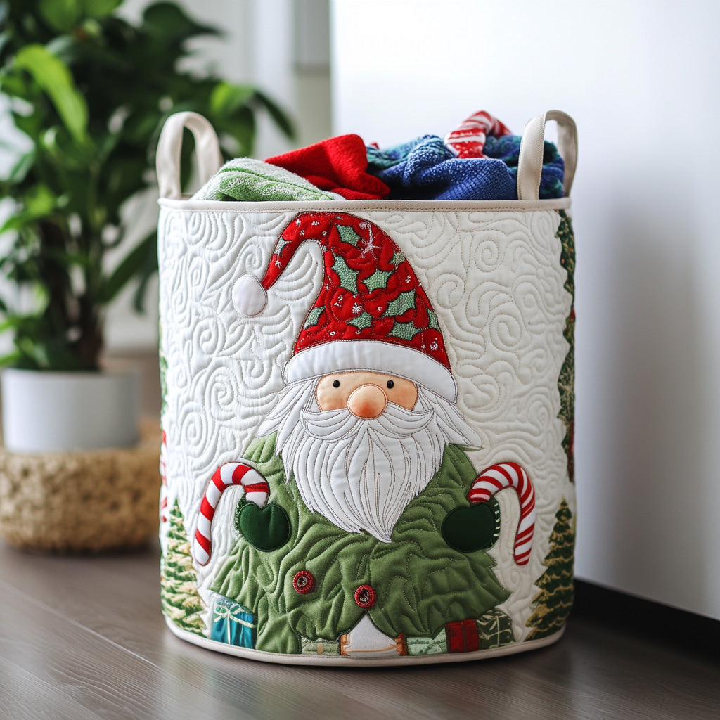Gnome Cheer Quilted Laundry Basket Coolest Laundry Baskets Good Christmas Gifts For A Grandma