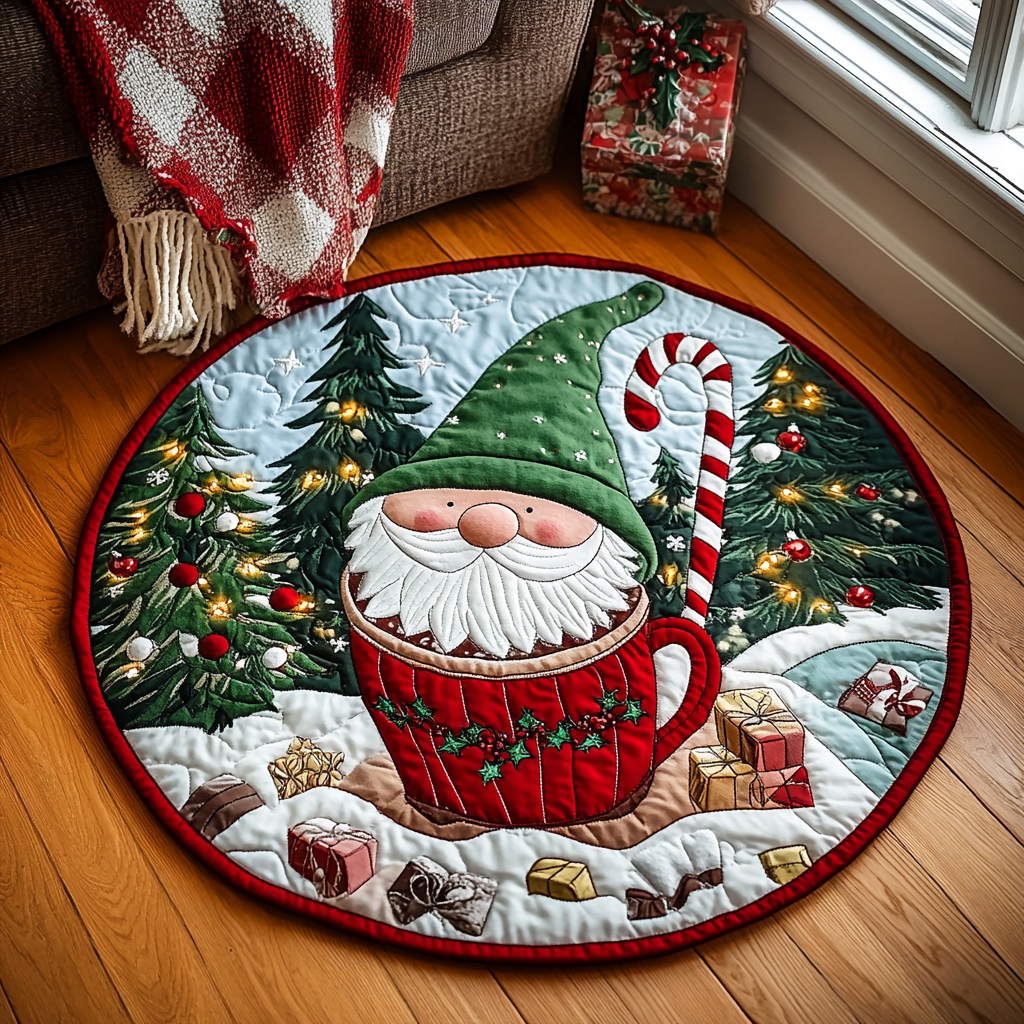 Gnome for the Holidays Quilted Round Mat Room Decor Family Gift Basket Christmas