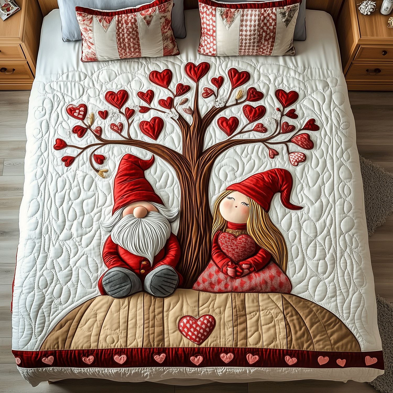 Gnome Harmony Quilted Bedding Set Best King Bedding Sets Gnome Presents