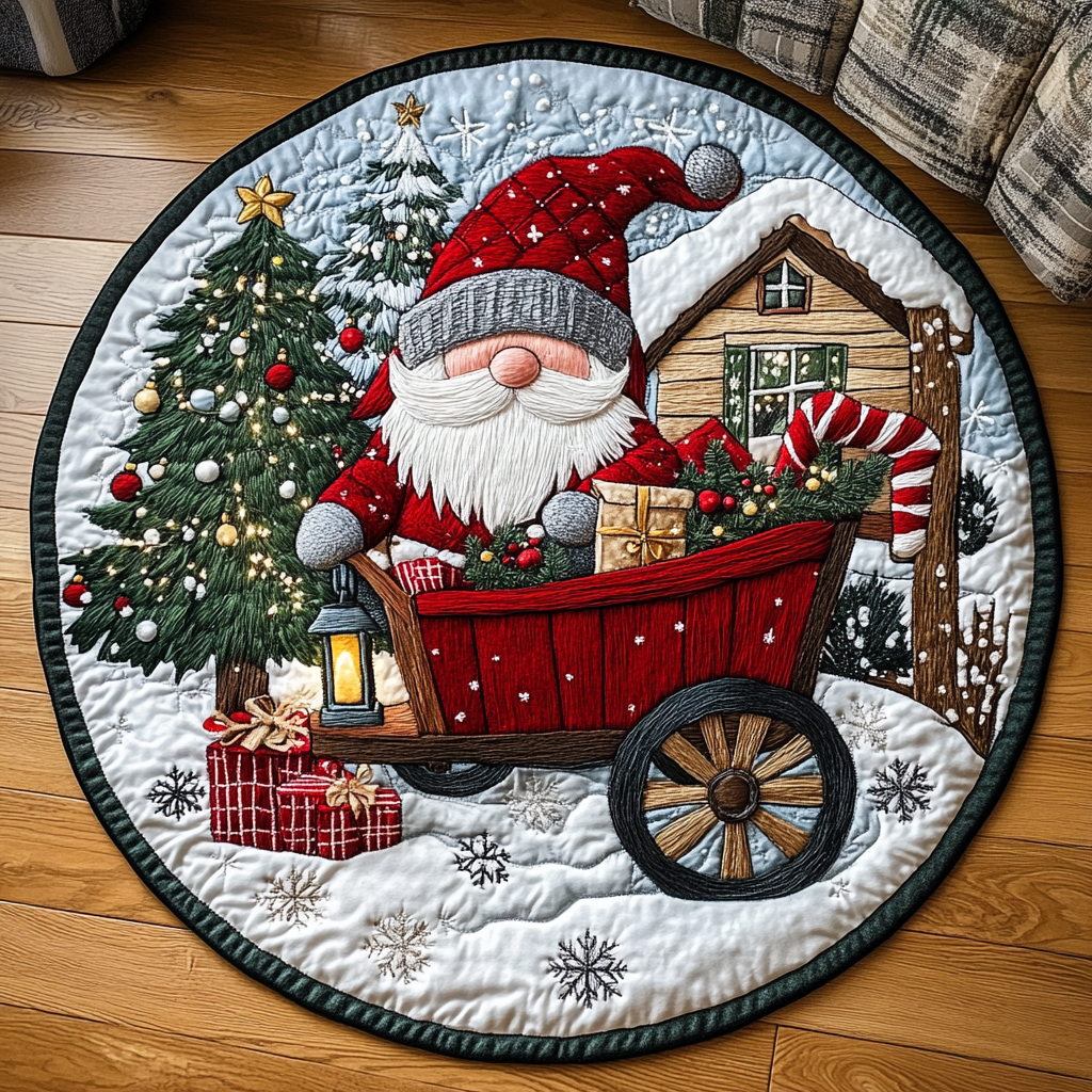 Gnome Noel Quilted Round Mat Lounge Room Decor Ideas Christmas Presents For Sister In Law
