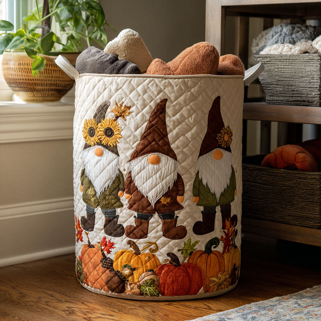 Gnome of the Woods Quilted Laundry Basket Home Decorations Halloween Gifts For Teens