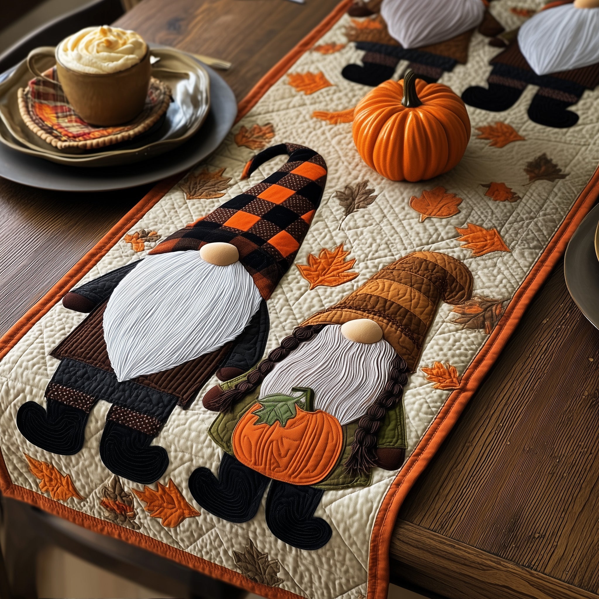Gnome Quilted Table Runner Dining Table Decor Ideas Cute Fall Gift Ideas