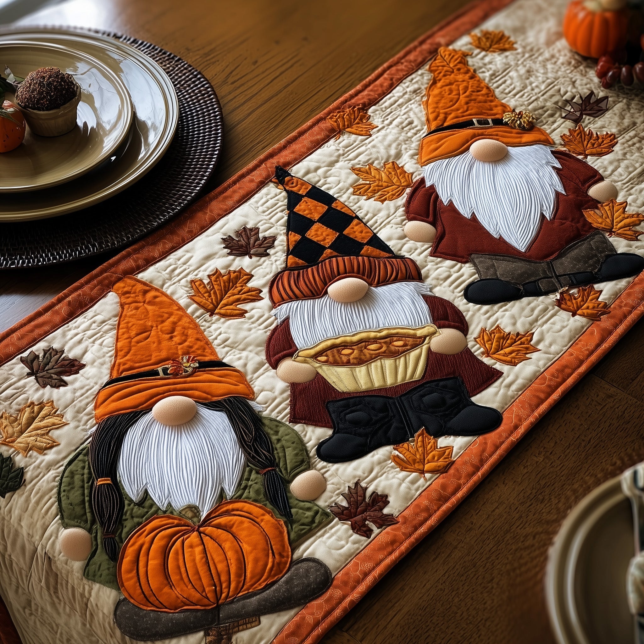 Gnome Quilted Table Runner Dining Table Ideas Gifts For Autumn Lovers