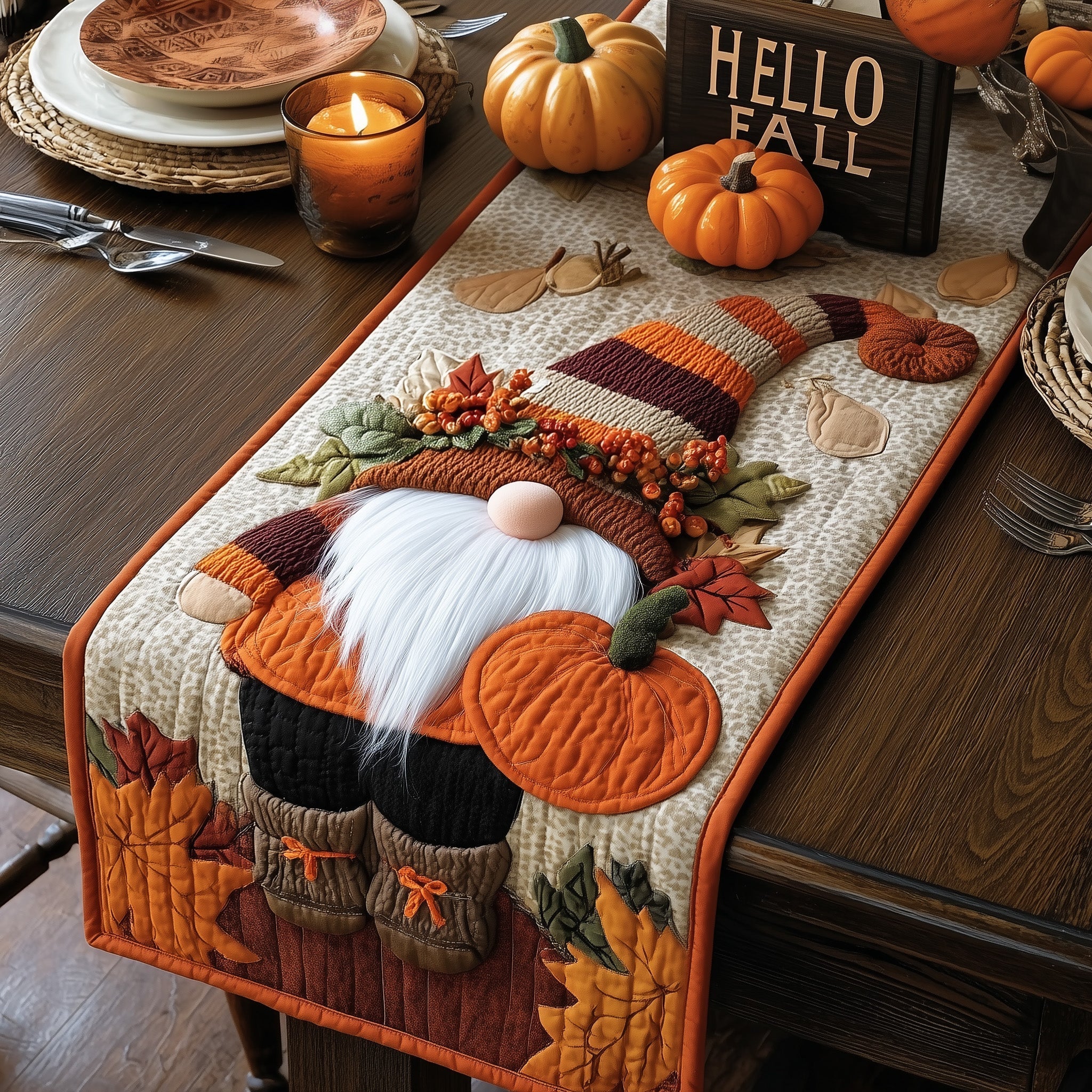 Gnome Quilted Table Runner Kitchen Table Decor Ideas Mid Autumn Festival Gift Ideas