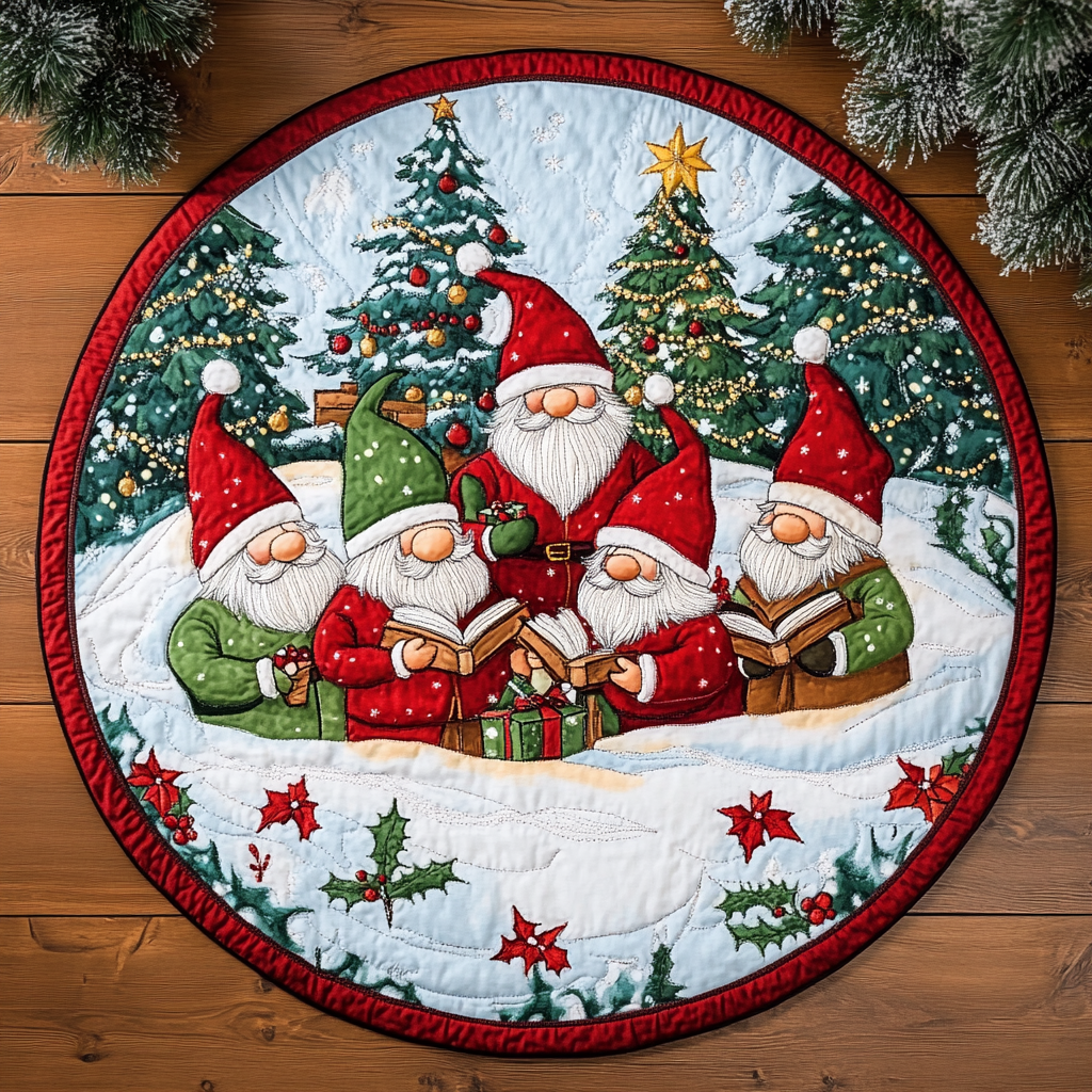 Gnome Sweet Gnome Quilted Round Mat Home Decor Items Christmas Gift For Inlaws
