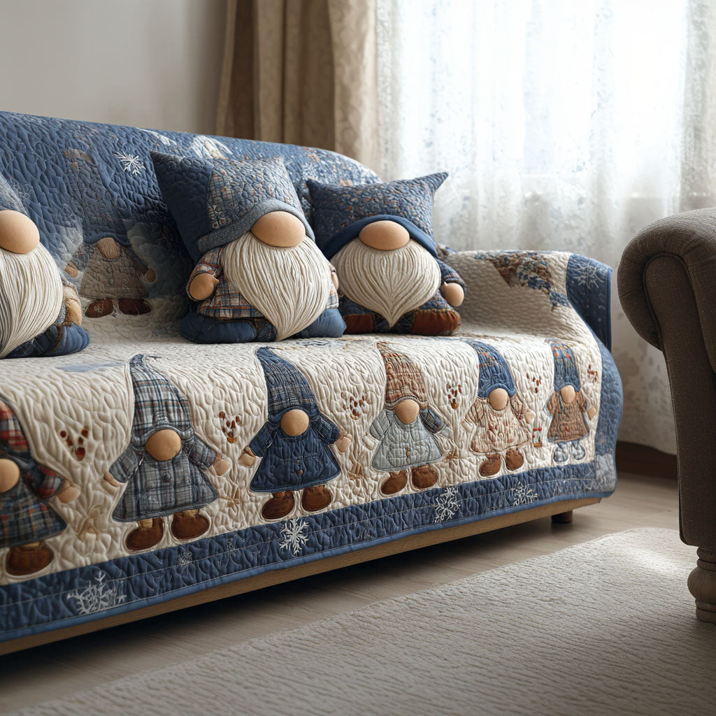 Gnome Village Quilted Sofa Cover Christmas Living Decor Christmas Present Ideas