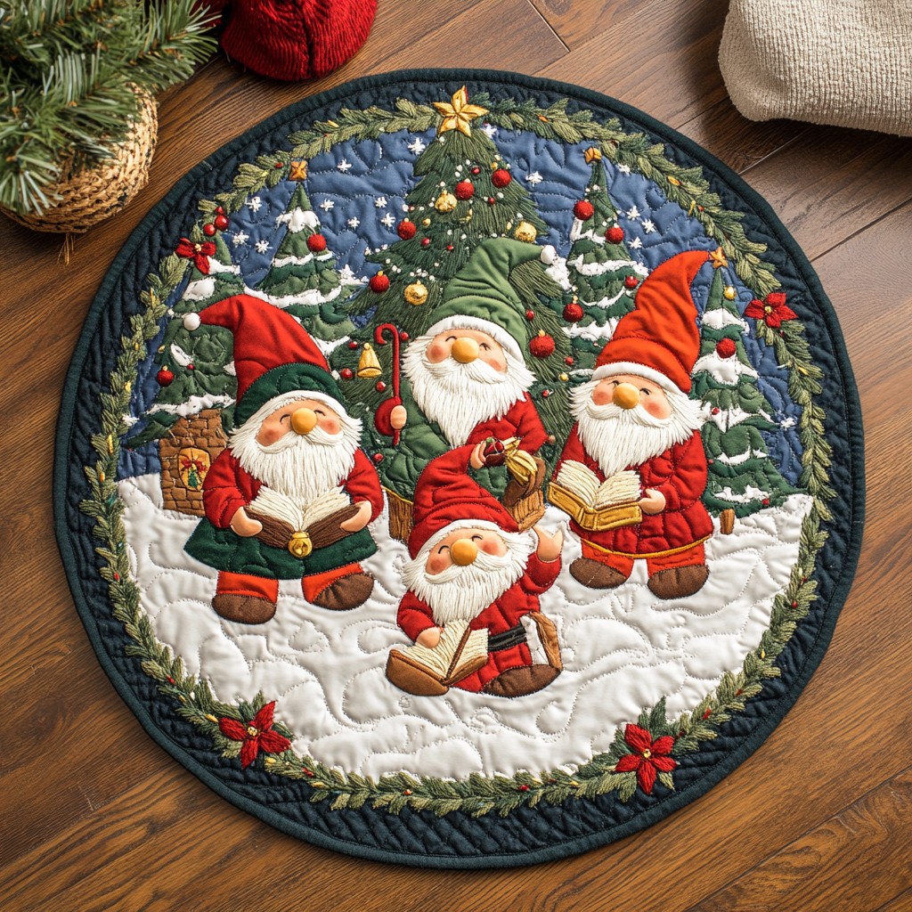 Gnome Winter Magic Quilted Round Mat Home And Decor Christmas Gifts For Brother In Law