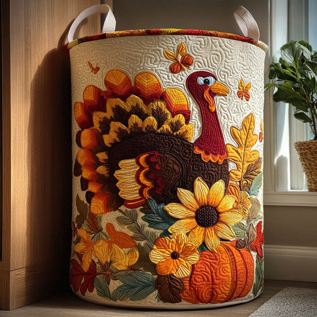 Gobble Gathering Quilted Laundry Basket Best Hampers Thanksgiving Christmas Gifts