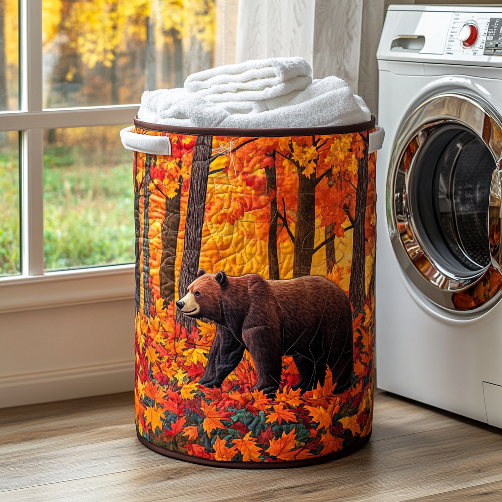 Golden Bear Quilted Laundry Basket Unique Hampers Gift Ideas For Bear Lovers