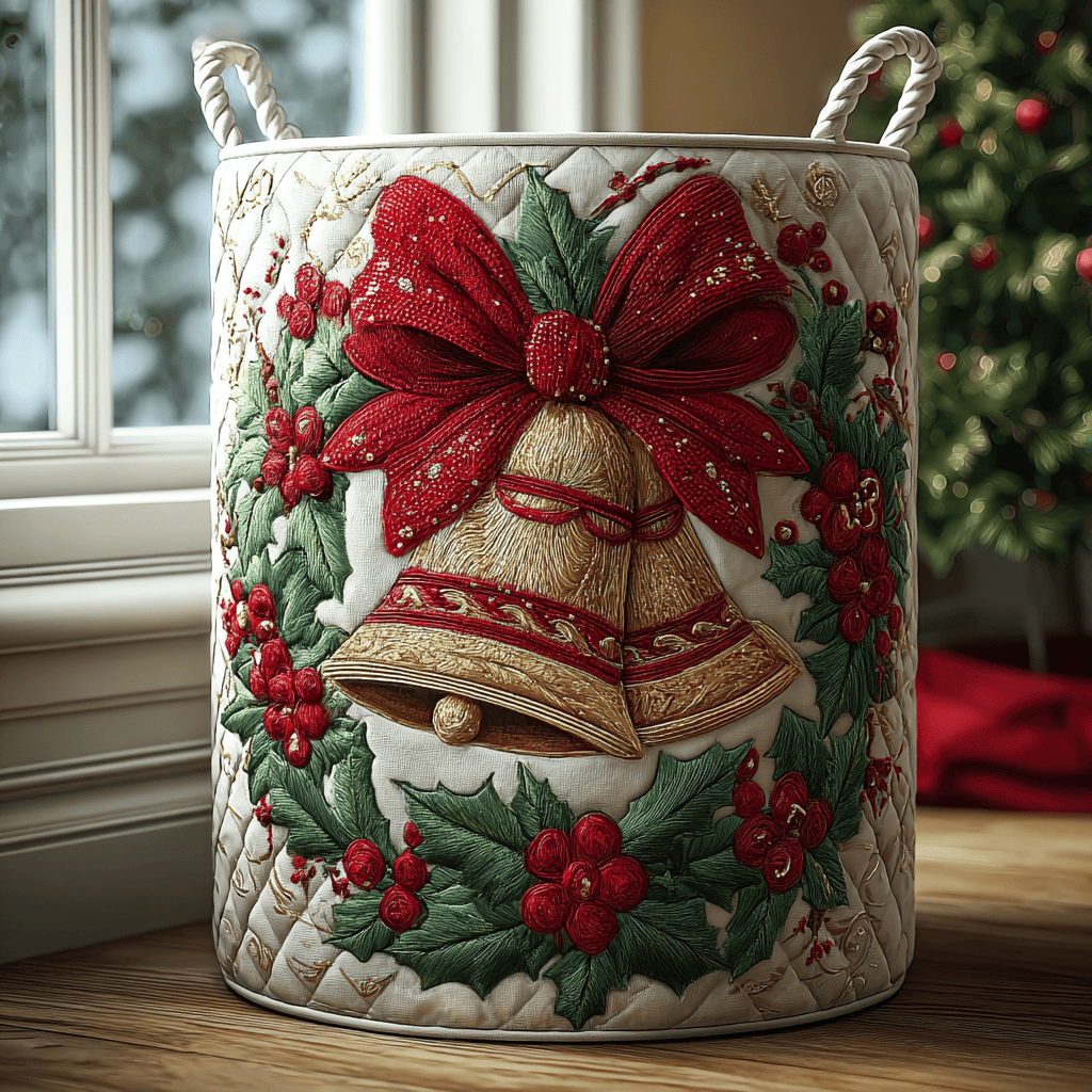 Golden Bell Quilted Laundry Basket Laundry Decor Ideas Daughter In Law Gift For Christmas
