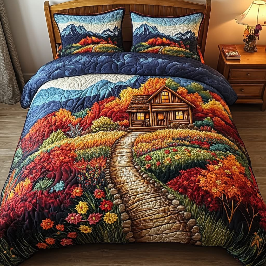 Golden Bloom Cabin Quilted Bedding Set Duvet Cover Best Christmas Gifts For Grandparents
