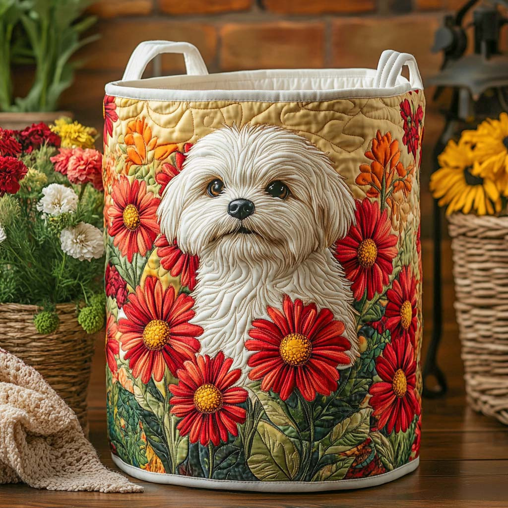 Golden Bloom Pup Quilted Laundry Basket Clothes Basket Perfect Mothers Day Gift
