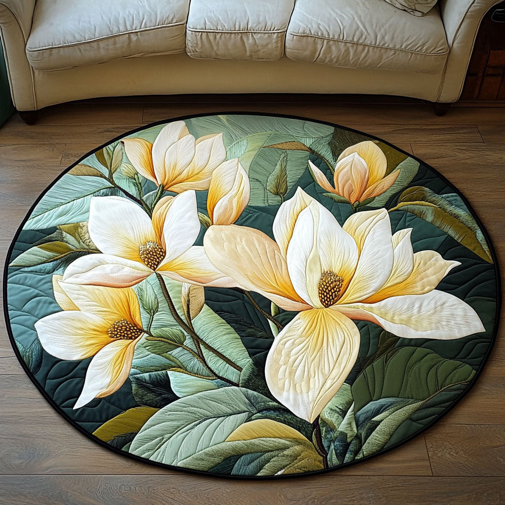 Golden Bloom Quilted Round Mat Rug Round Gift Ideas For Moms Birthday