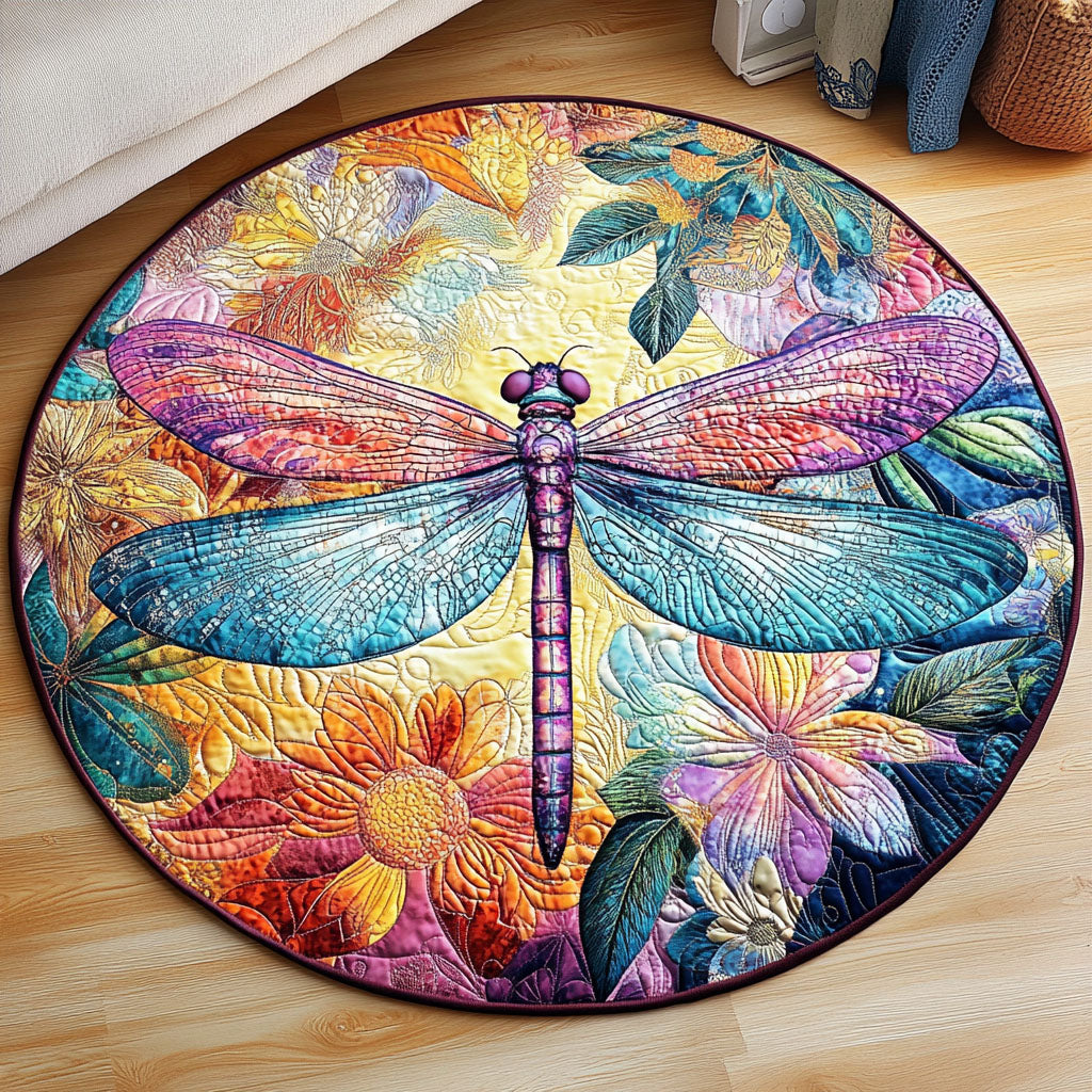 Golden Breeze Quilted Round Mat Rug With Circles Dragon Gifts For 10 Year Olds