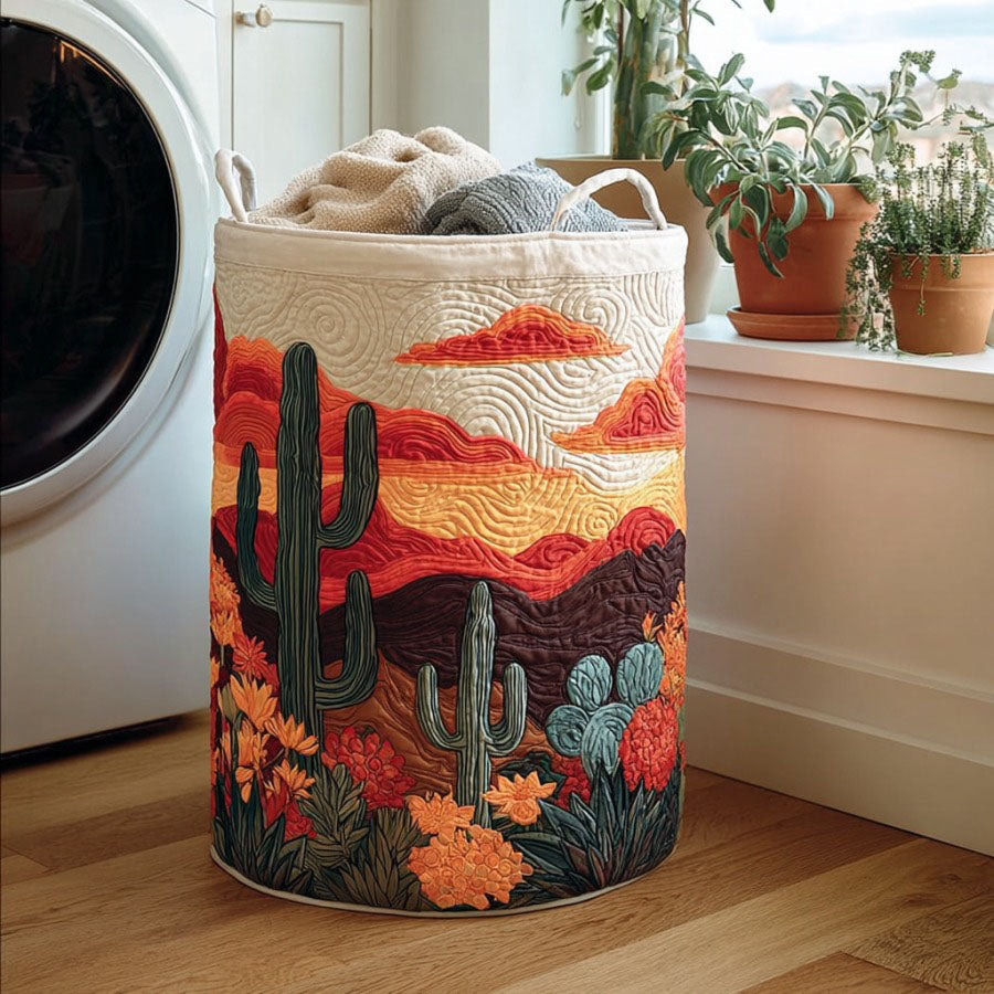 Golden Dunes Quilted Laundry Basket Unique Clothes Hamper Gifts For Mum From Daughter