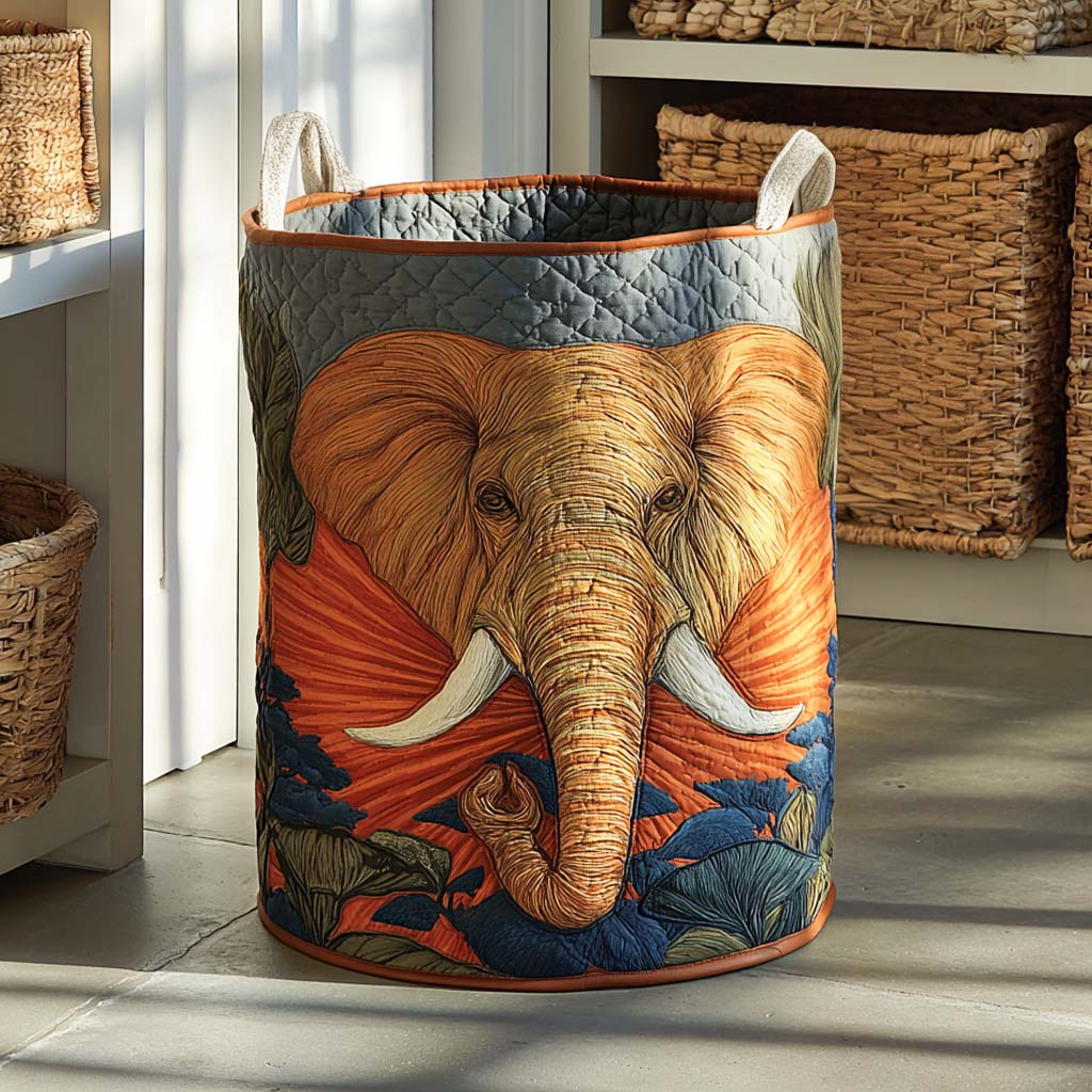 Golden Elephant Quilted Laundry Basket Laundry Hamper Great Father's Day Gifts