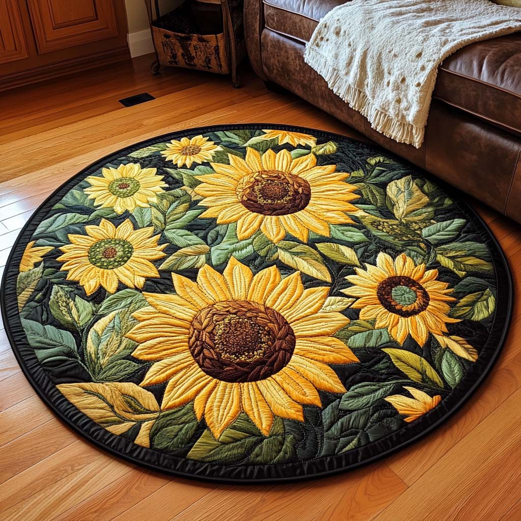 Golden Ensemble Quilted Round Mat Round Holiday Rugs Best Gifts For Your Mom