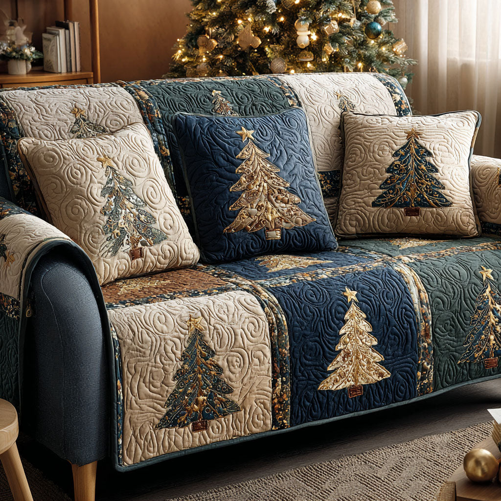 Golden Fir Quilted Sofa Cover Sofa Throw Covers Gifts For Mom