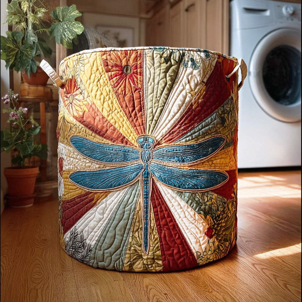 Golden Flight Quilted Laundry Basket Best Clothes Hamper Dragonfly Themed Gift Items