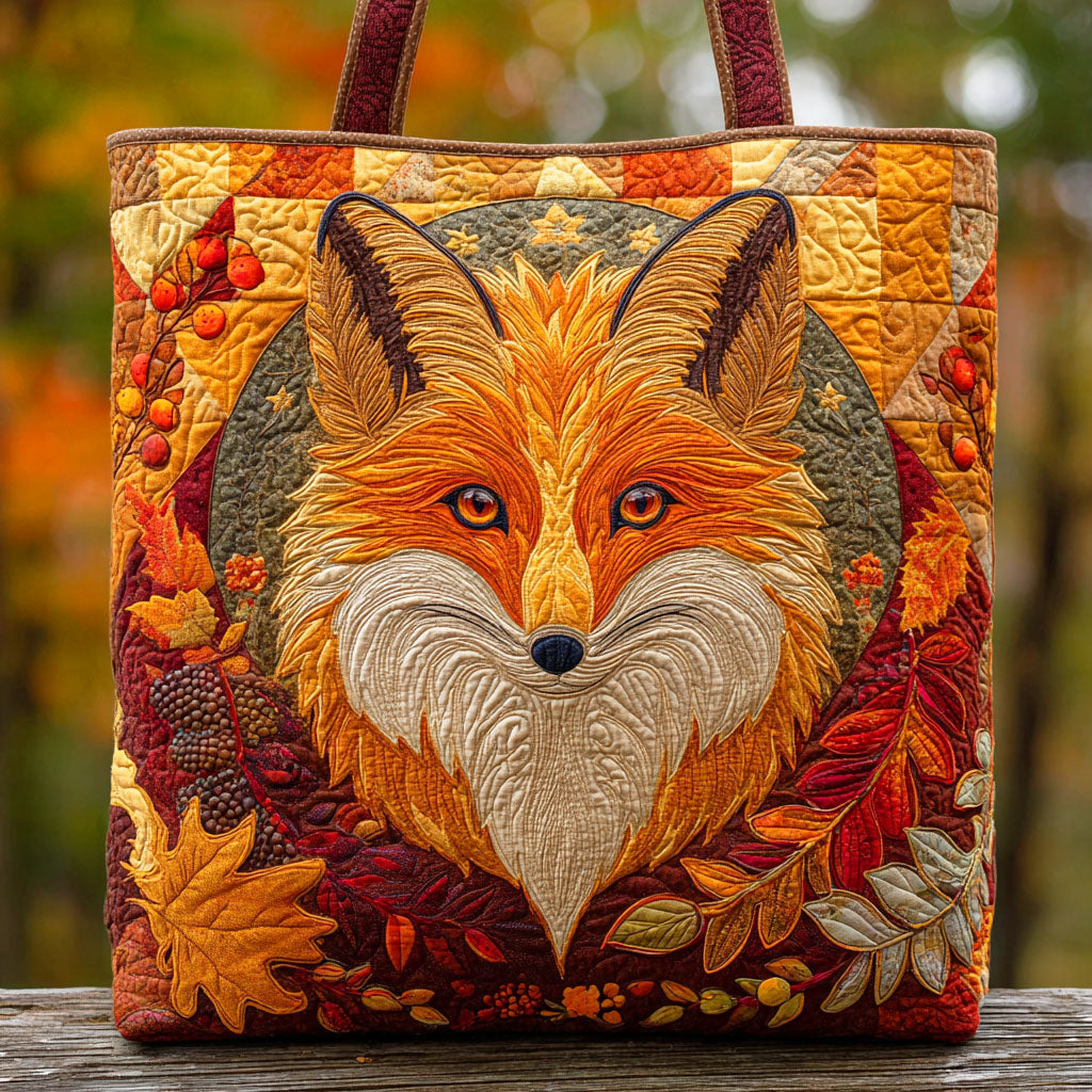 Golden Fox Quilted Tote Bag Handbag For Women Birthday Presents For Mum