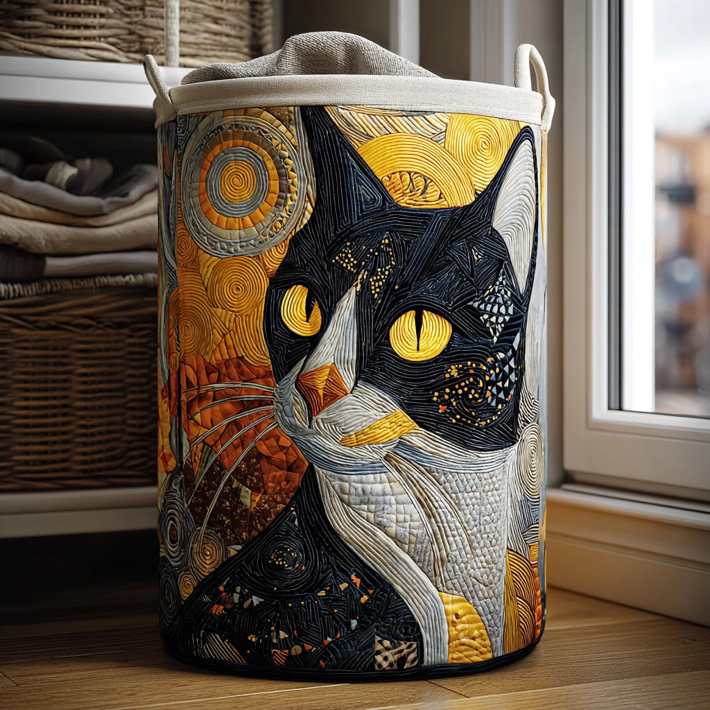 Golden Gaze Quilted Laundry Basket Unique Laundry Basket Cat Themed Gifts For Her