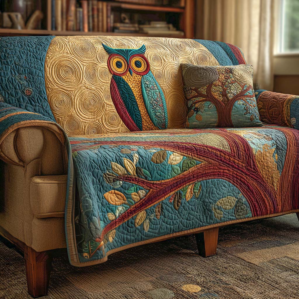 Golden Gaze Quilted Sofa Cover Sofa Chair Covers Owl Themed Gifts