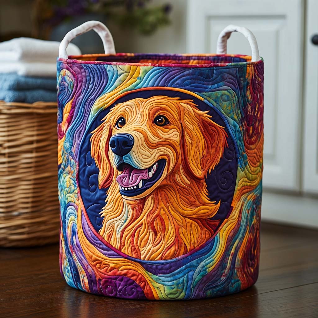 Golden Glow Quilted Laundry Basket Good Laundry Baskets Cute Puppy Owner Gifts