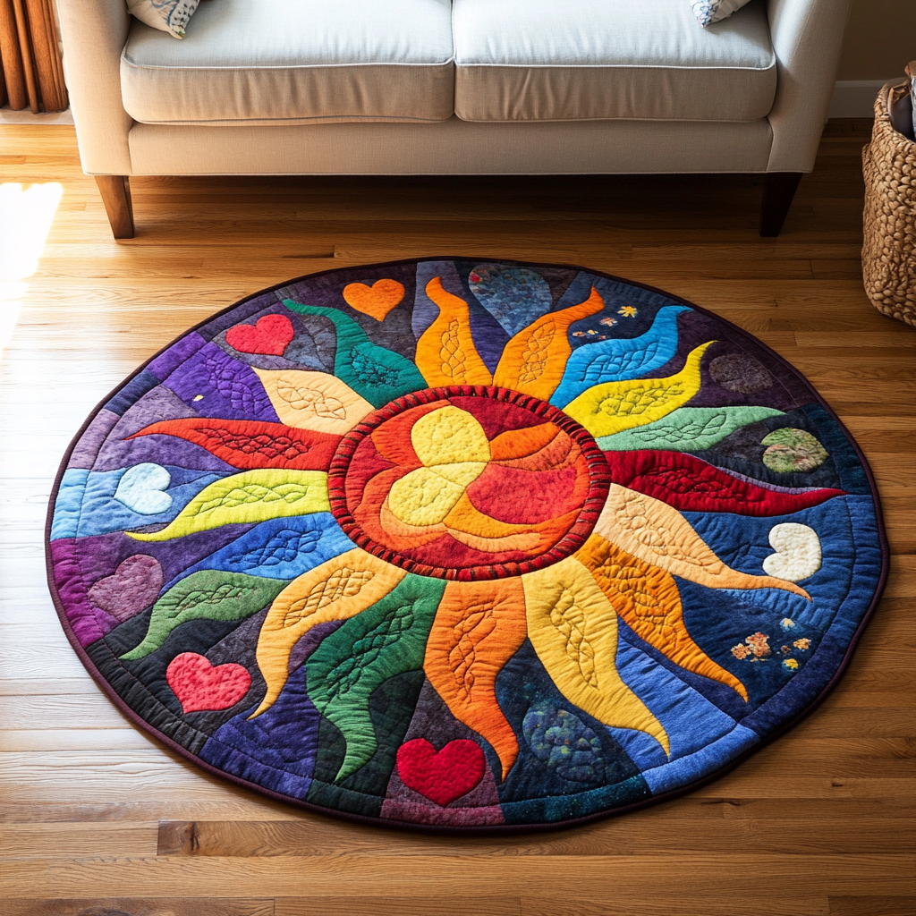 Golden Glow Quilted Round Mat Home Decor Cute Mothers Day Gifts