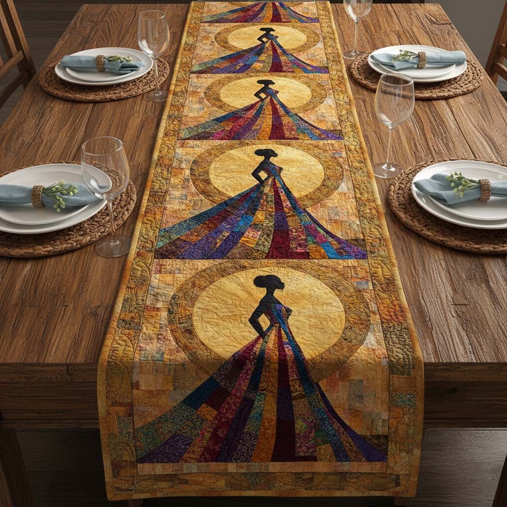 Golden Grace Quilted Table Runner Dining Room Table Toppers Melanin African American Gifts