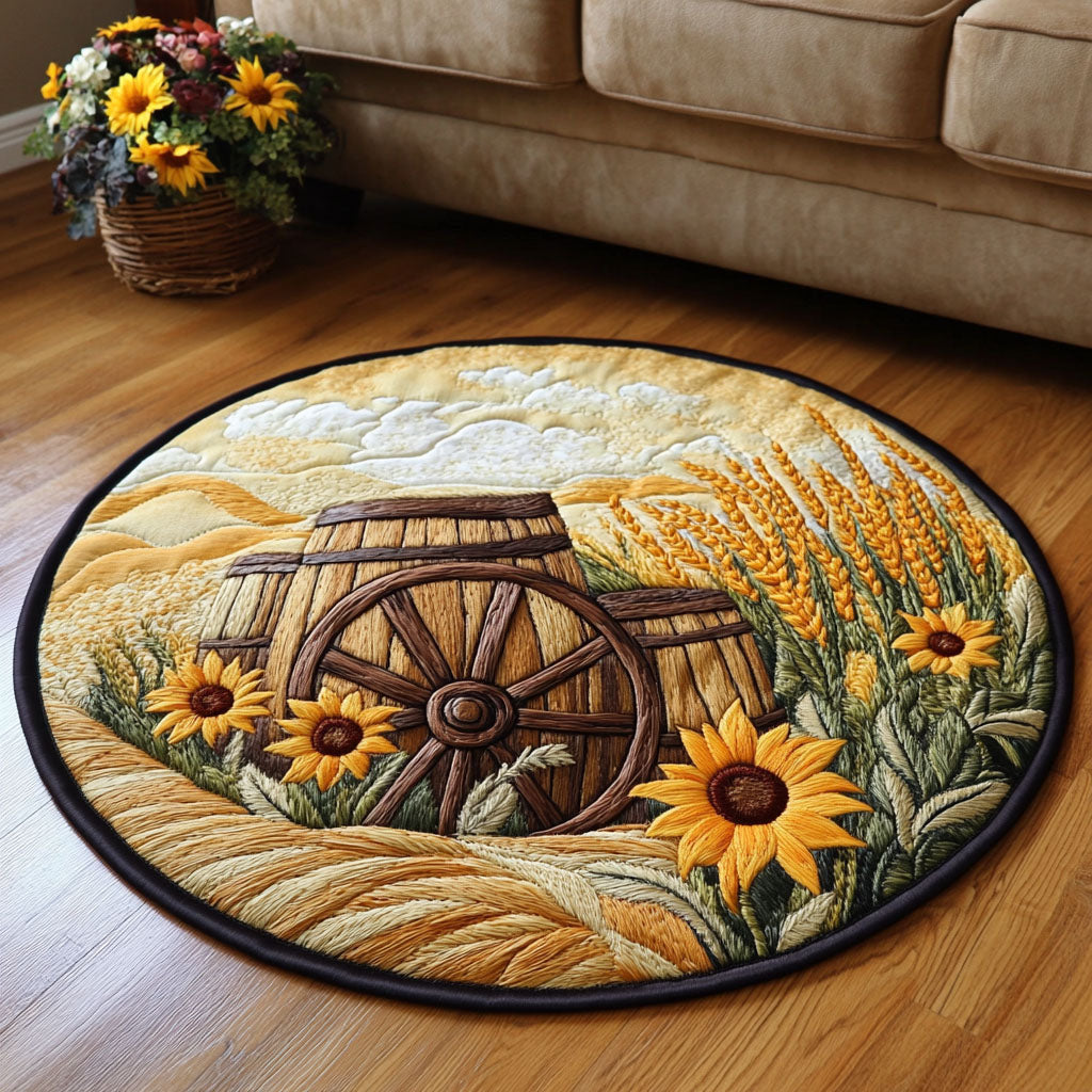 Golden Harvest Barrels Quilted Round Mat Living Room Decoration Gifts Ideas For Parents