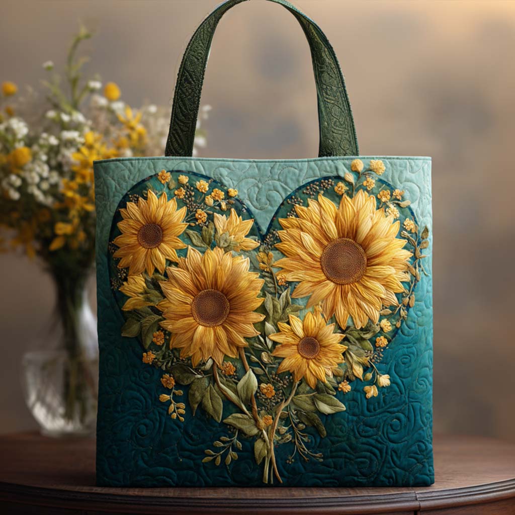 Golden Heart Quilted Tote Bag Patchwork Tote Bag Best Mothers Day Gifts