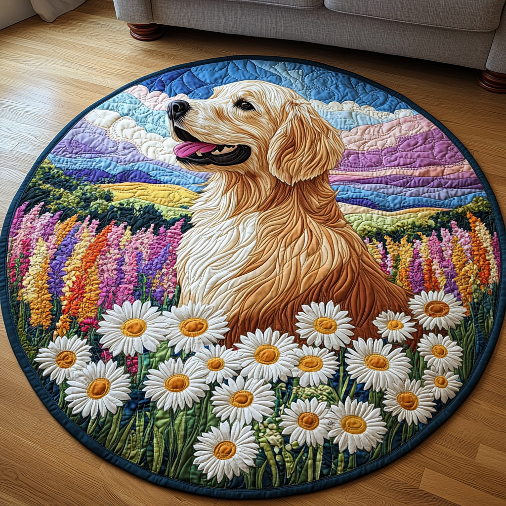 Golden Hearts Quilted Round Mat House Decor Dog Person Gifts