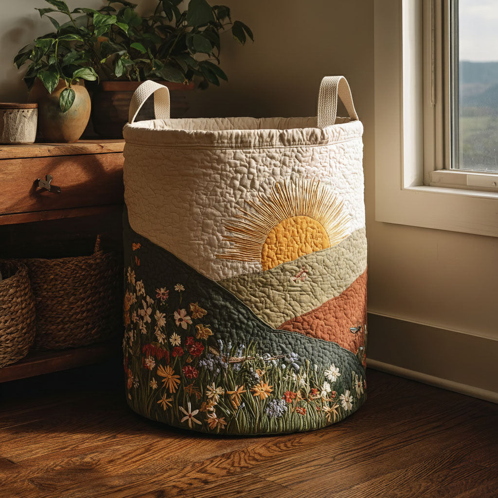 Golden Hills Quilted Laundry Basket Sunset Valley Clothes Hamper Mother's Day Gift